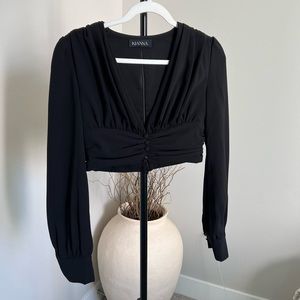 KIANNA Black Cropped Blouse
